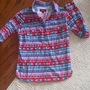 Juniors PANHANDLE SIZE SMALL  Multicolor Patterned Shirt LONGSLEEVE